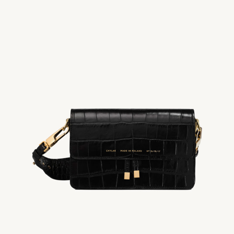 Shoulder Bag “glossy black crocodile” - Chylak