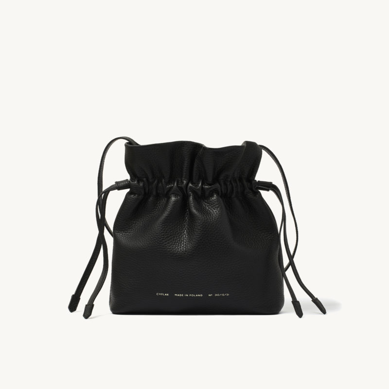 Soft Drawstring Bucket Bag Black - Chylak