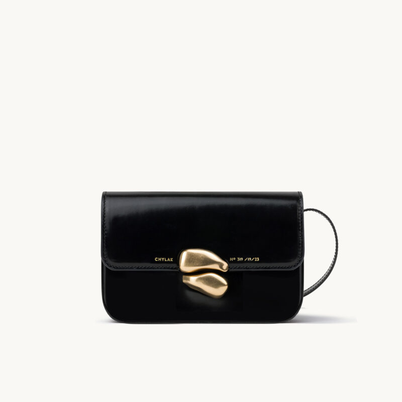 Flap Bag with Sculptural Seal “glossy black” - Chylak