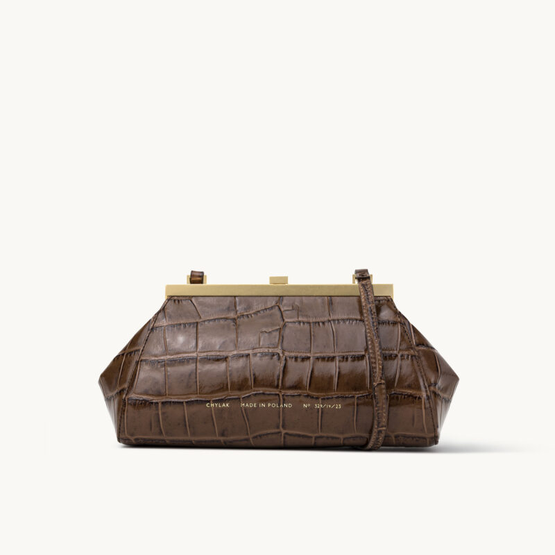 “Vintage” Frame Bag “glossy hazelnut crocodile” - Chylak